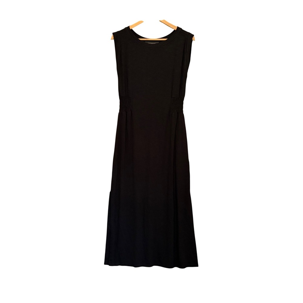 White House Black Market T-Shirt Dress Womens S Smocked Waist Everyday Chic LBD